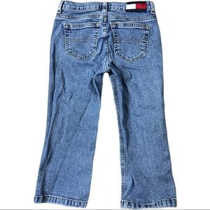 VINTAGE Tommy Hilfiger Jeans Cropped Hip Jean Flag Logo Patch On Waist Girls 8